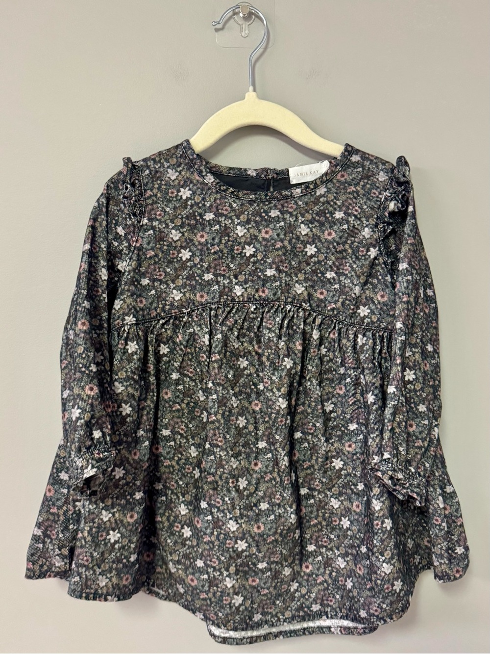 Jamie Kay Black Floral Long-Sleeve Peplum Dress